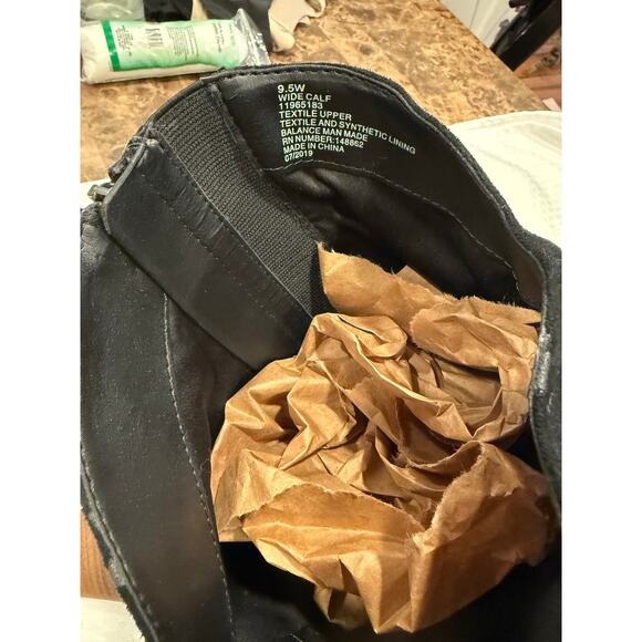 Black Faux Suede Western Knee-High Boot - Picture 6 of 8